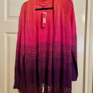 NWT Lilly Pulitzer Plumeria Pink Sunset Ombré Tatum Cardigan